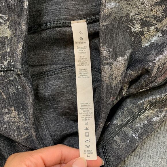 Lululemon Leggings Womens 6 Gray Wunder Under Fitted SE Foil Metallic Marble - Picture 5 of 10